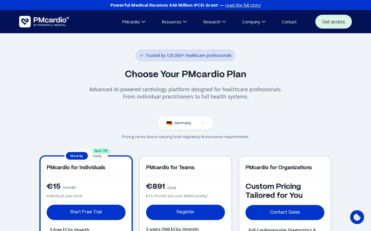 PMcardio — pricing page