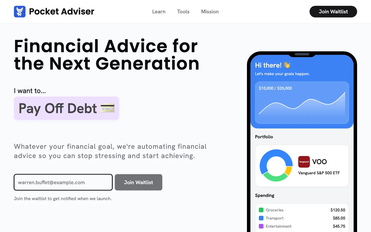 Pocket Adviser — preview screenshot