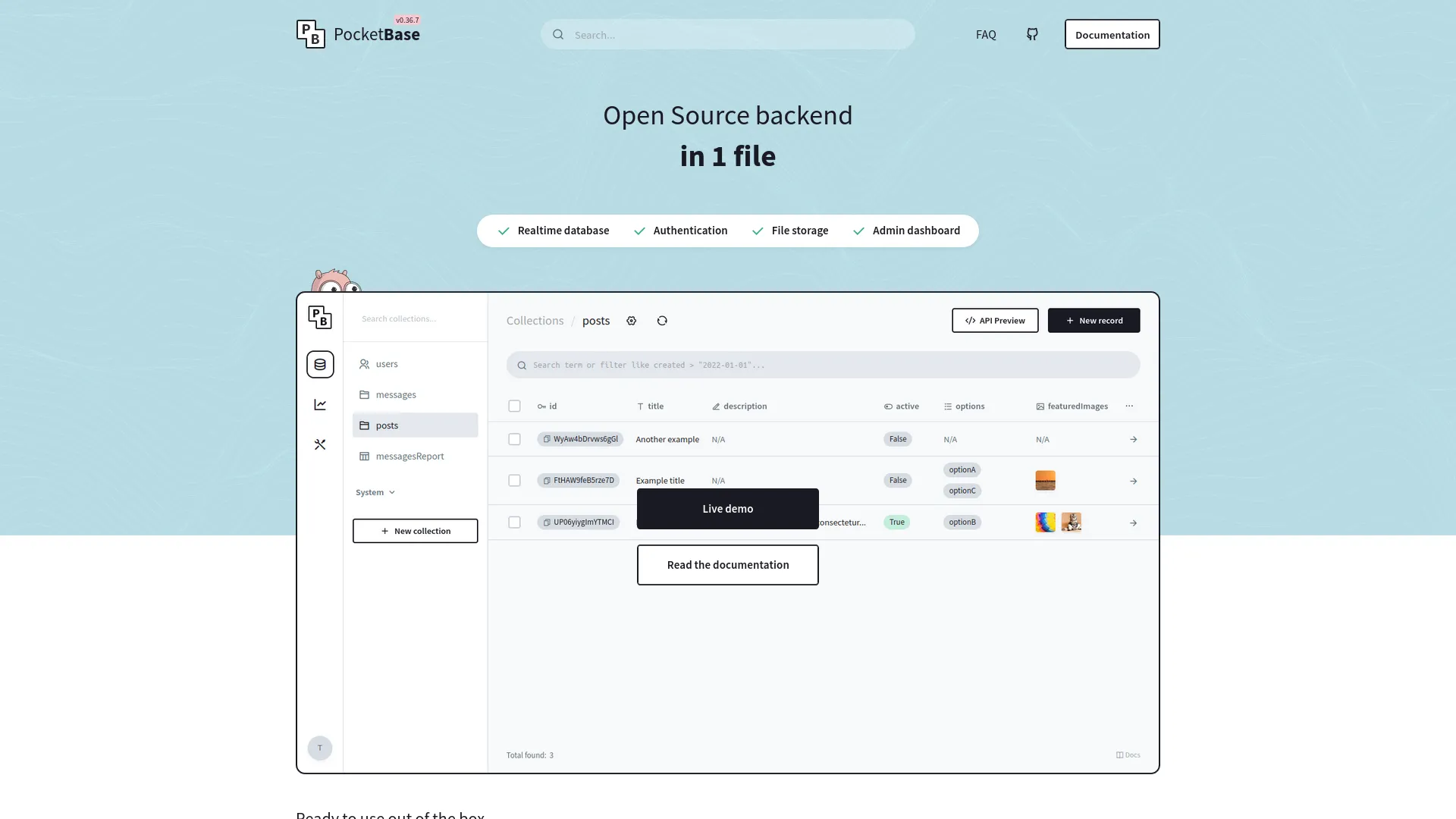 PocketBase — preview screenshot