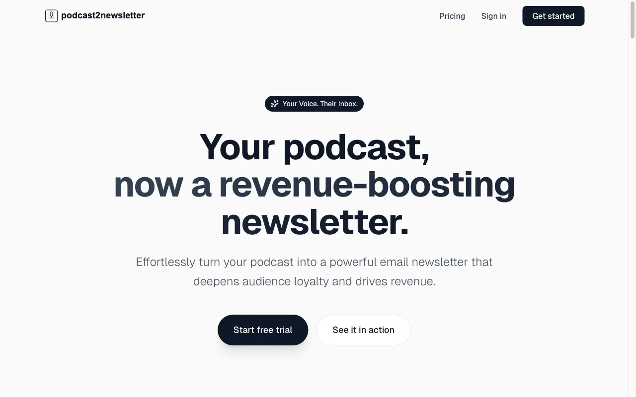 Podcast to Newsletter Generator — preview screenshot