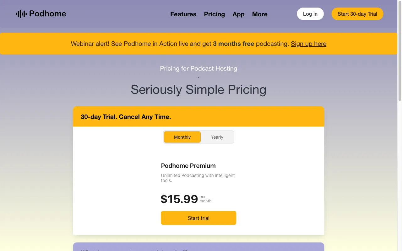 Podhome — pricing page