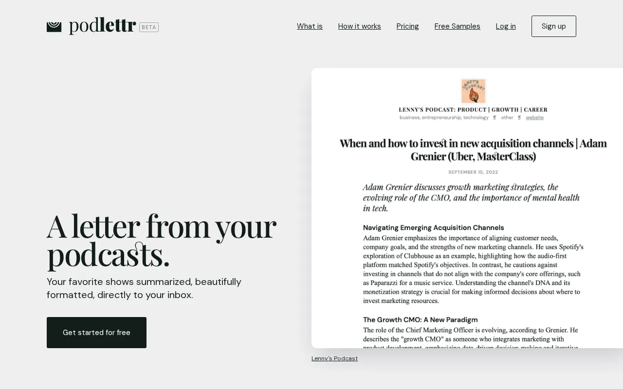 Podlettr-a letter from your podcasts. — preview screenshot