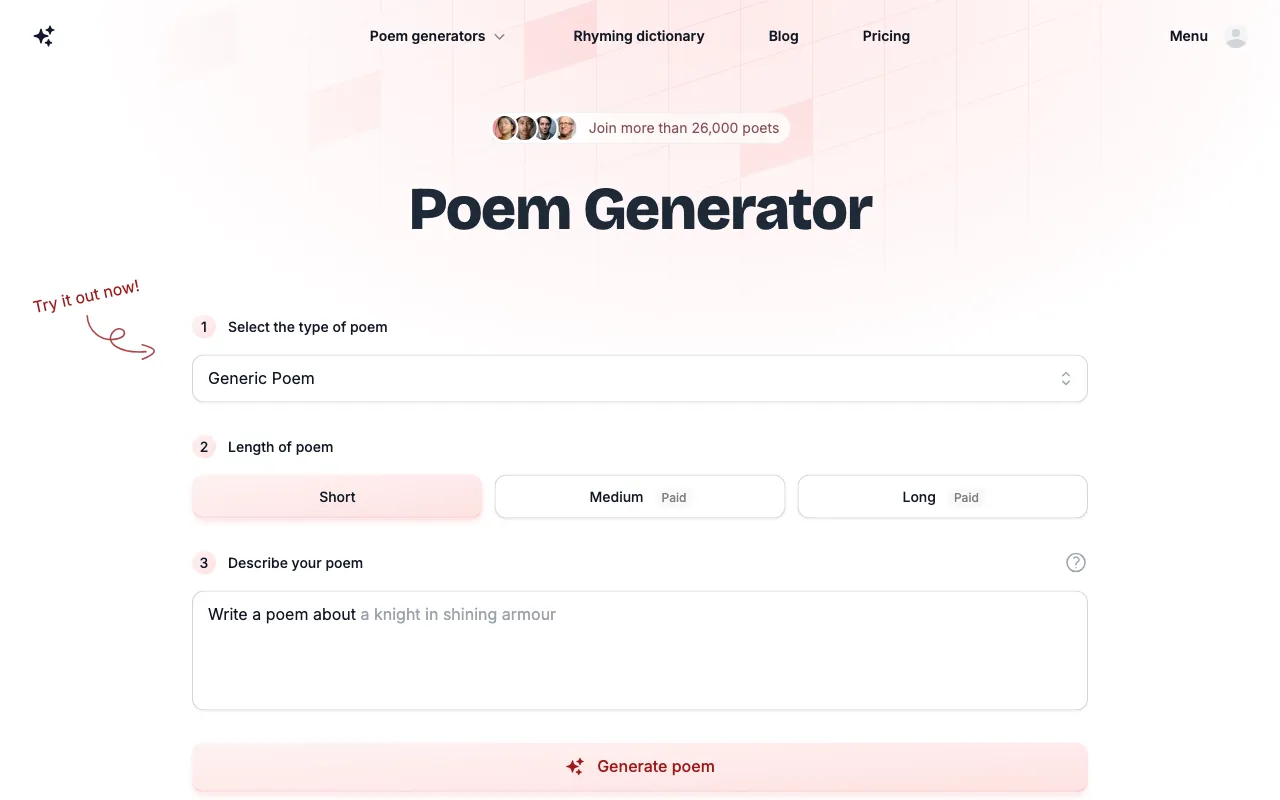 PoemGenerator.com — preview screenshot