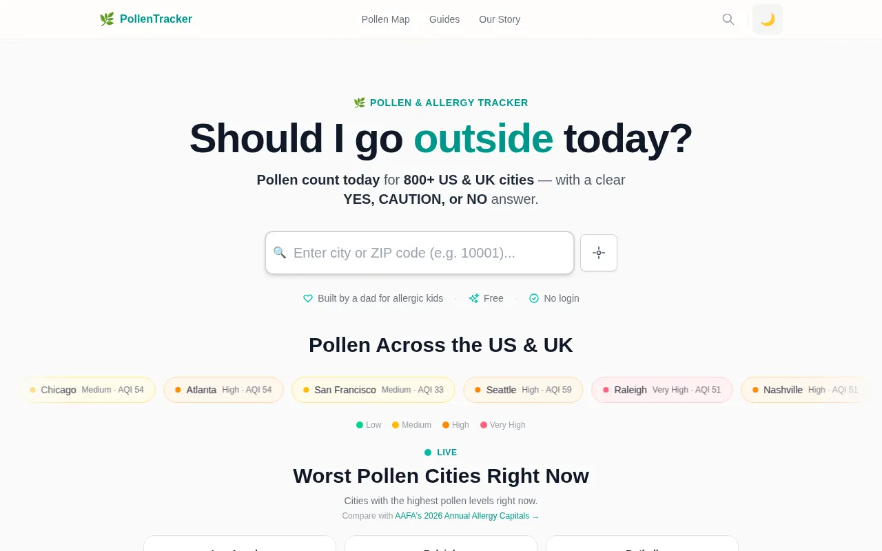 PollenTracker — pricing page