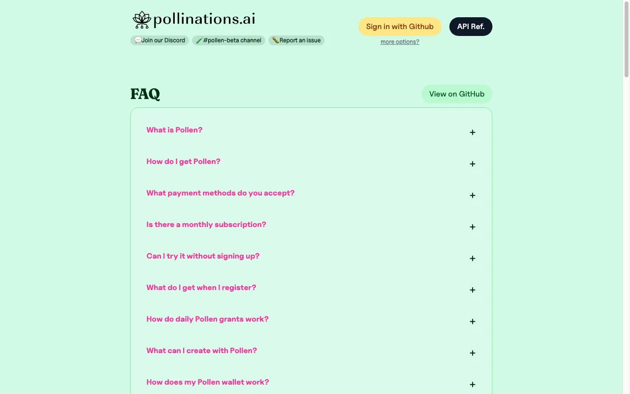 Pollinations — pricing page