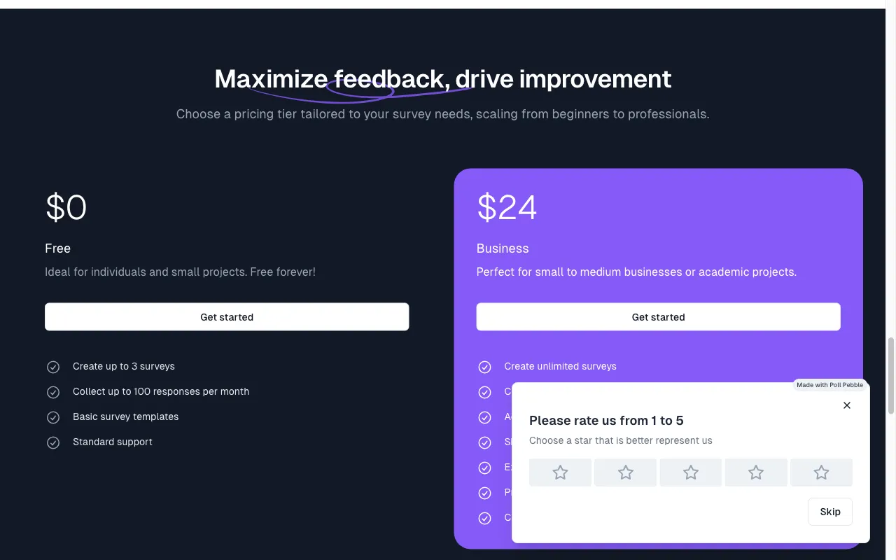 PollPebble — pricing page