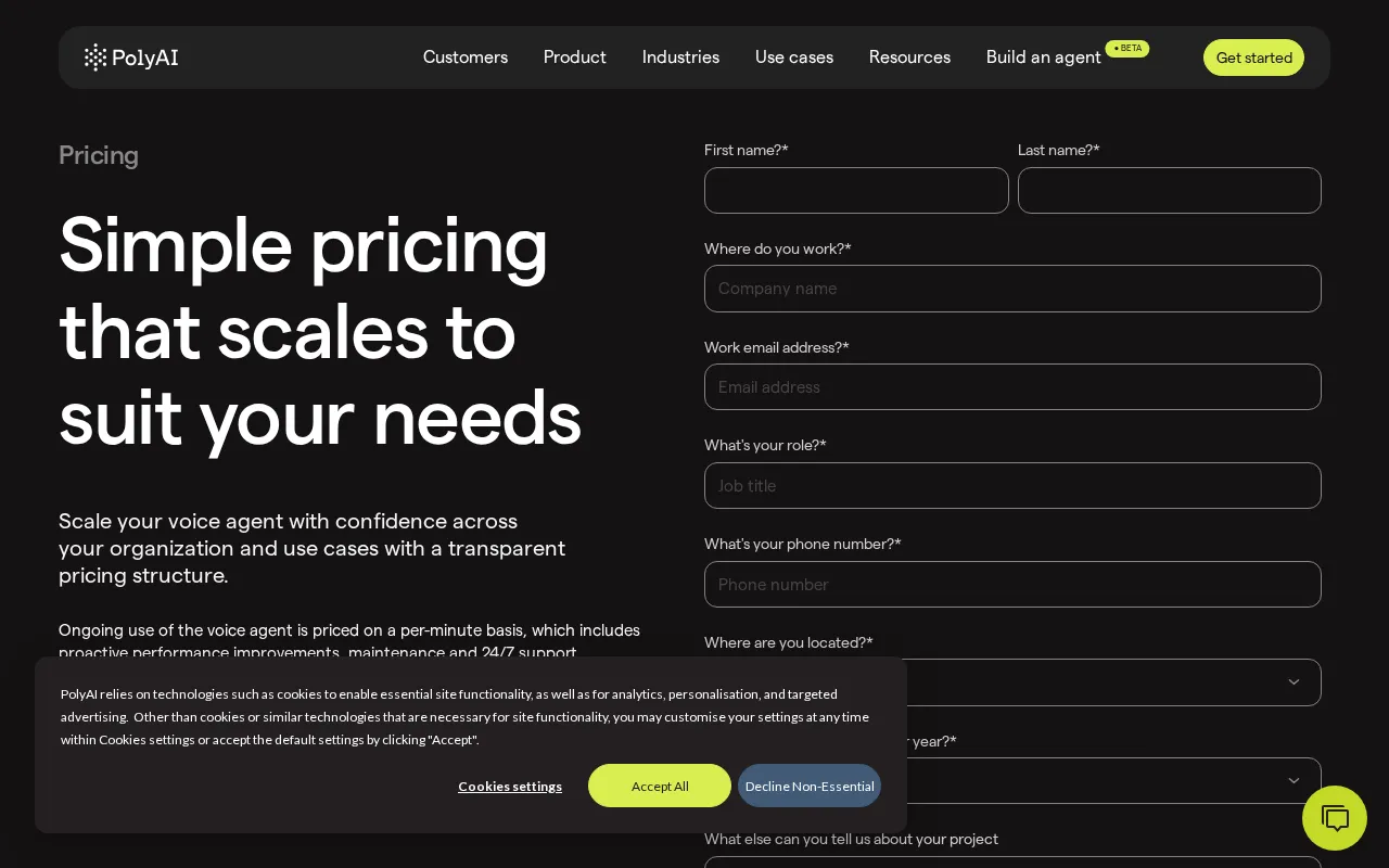 PolyAI — pricing page