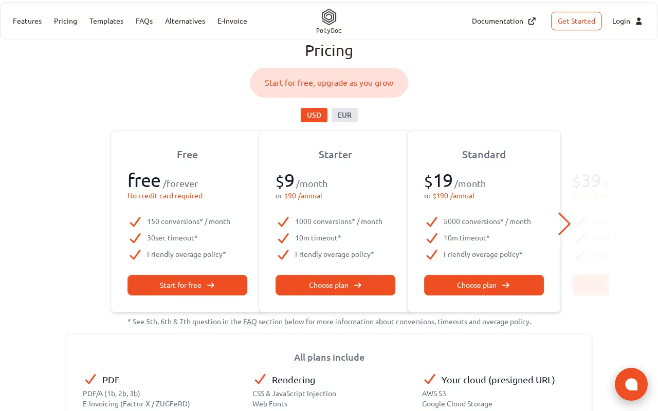 Polydoc — pricing page