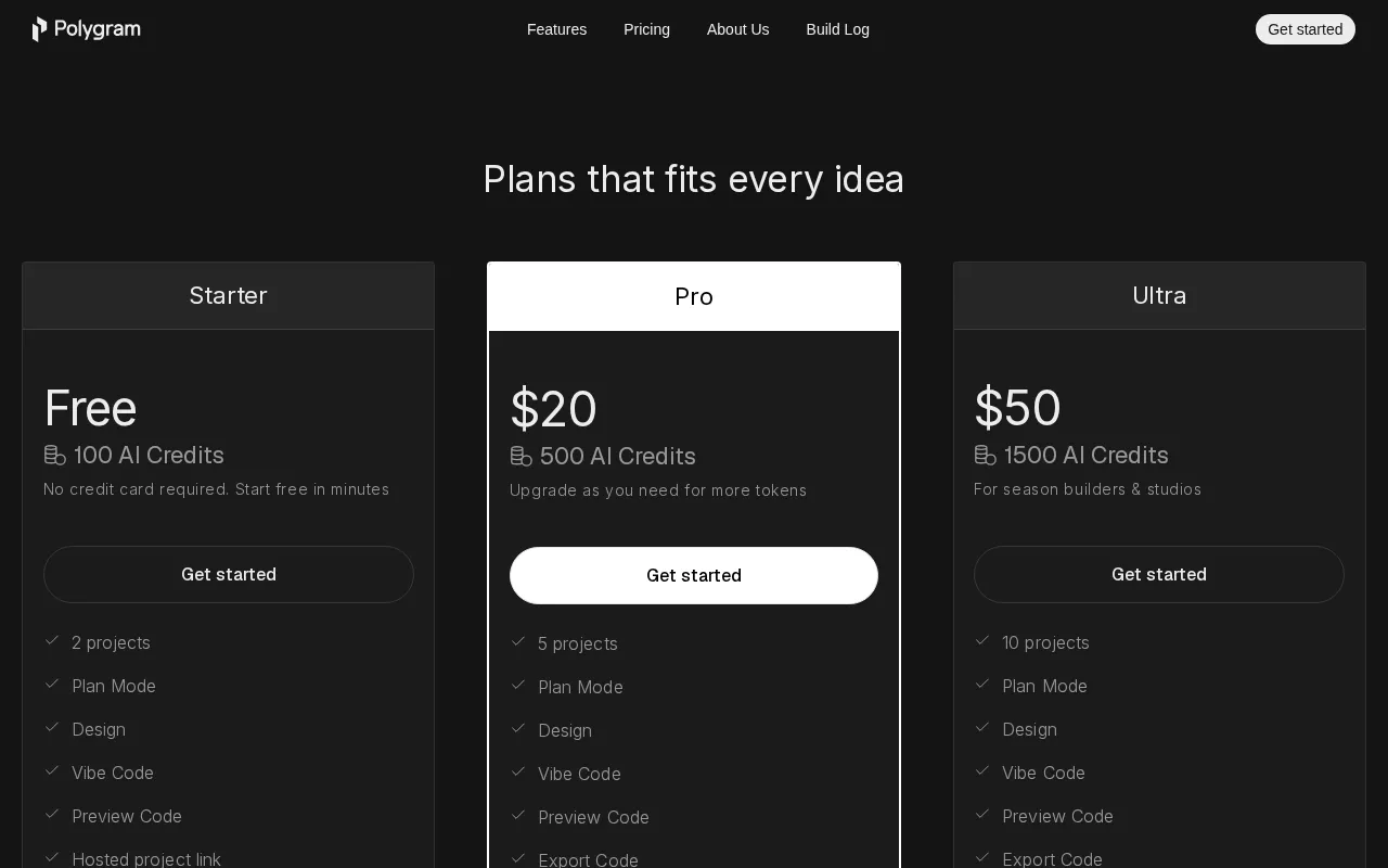 Polygram — pricing page