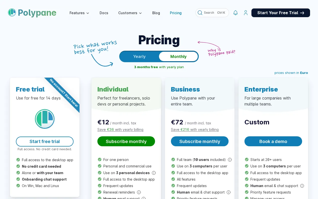 Polypane — pricing page