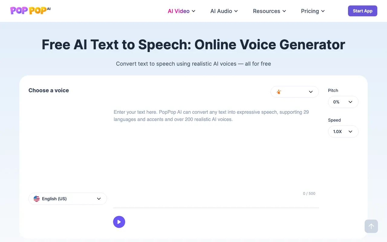 PopPop AI Text to Speech — preview screenshot