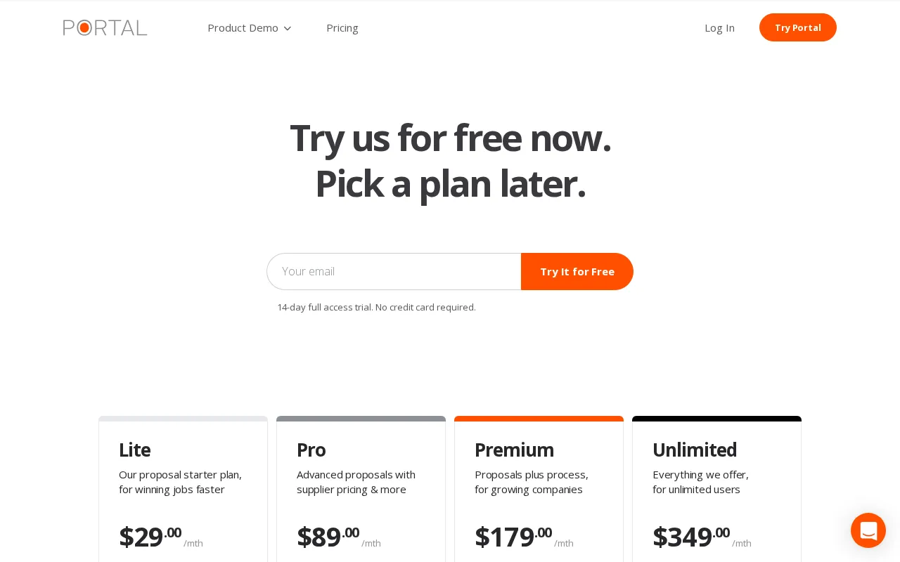 Portal — pricing page