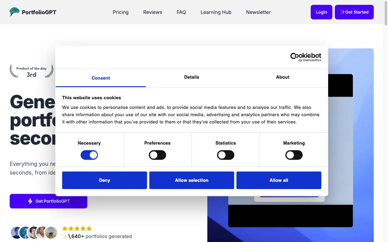 PortfolioGPT — preview screenshot