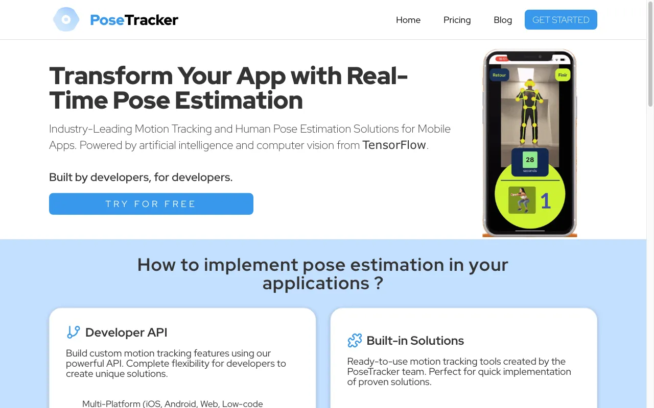 PoseTracker API — preview screenshot