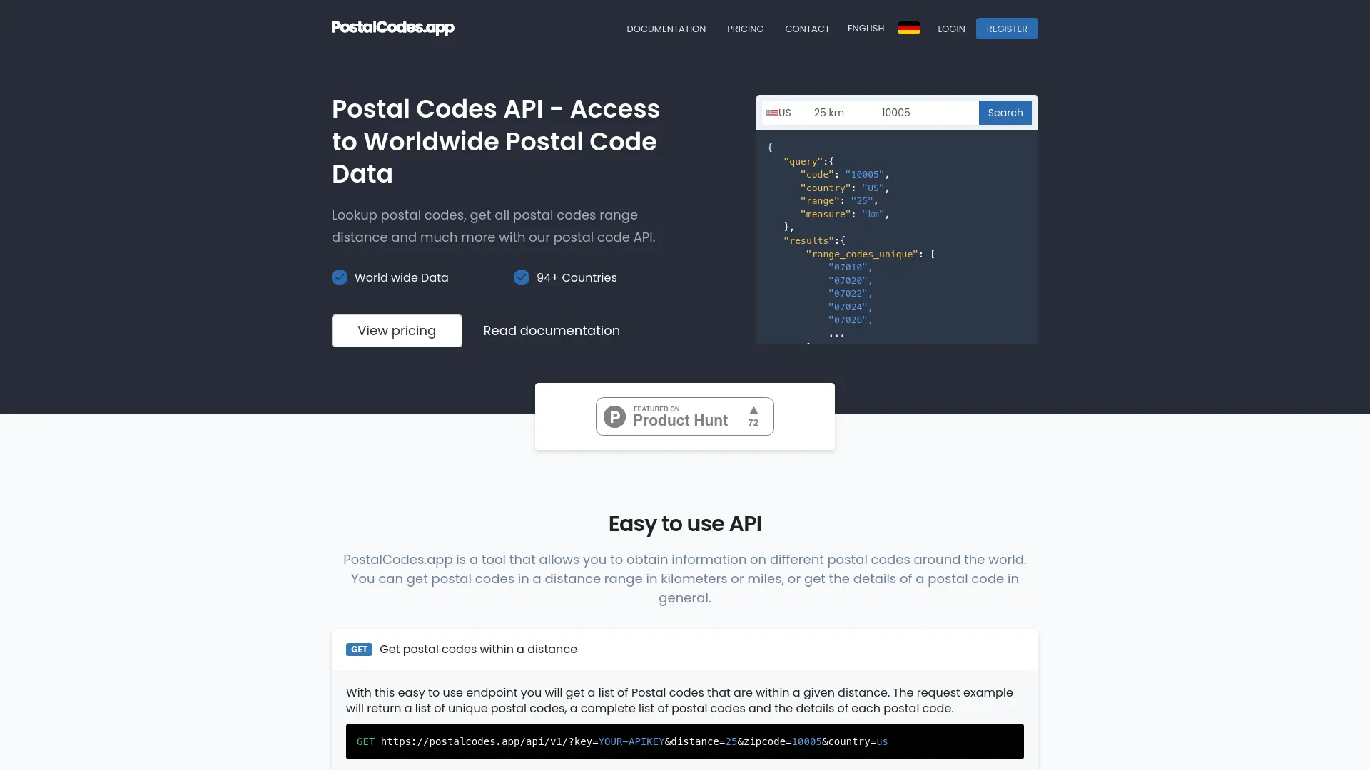 PostalCodes.app — preview screenshot