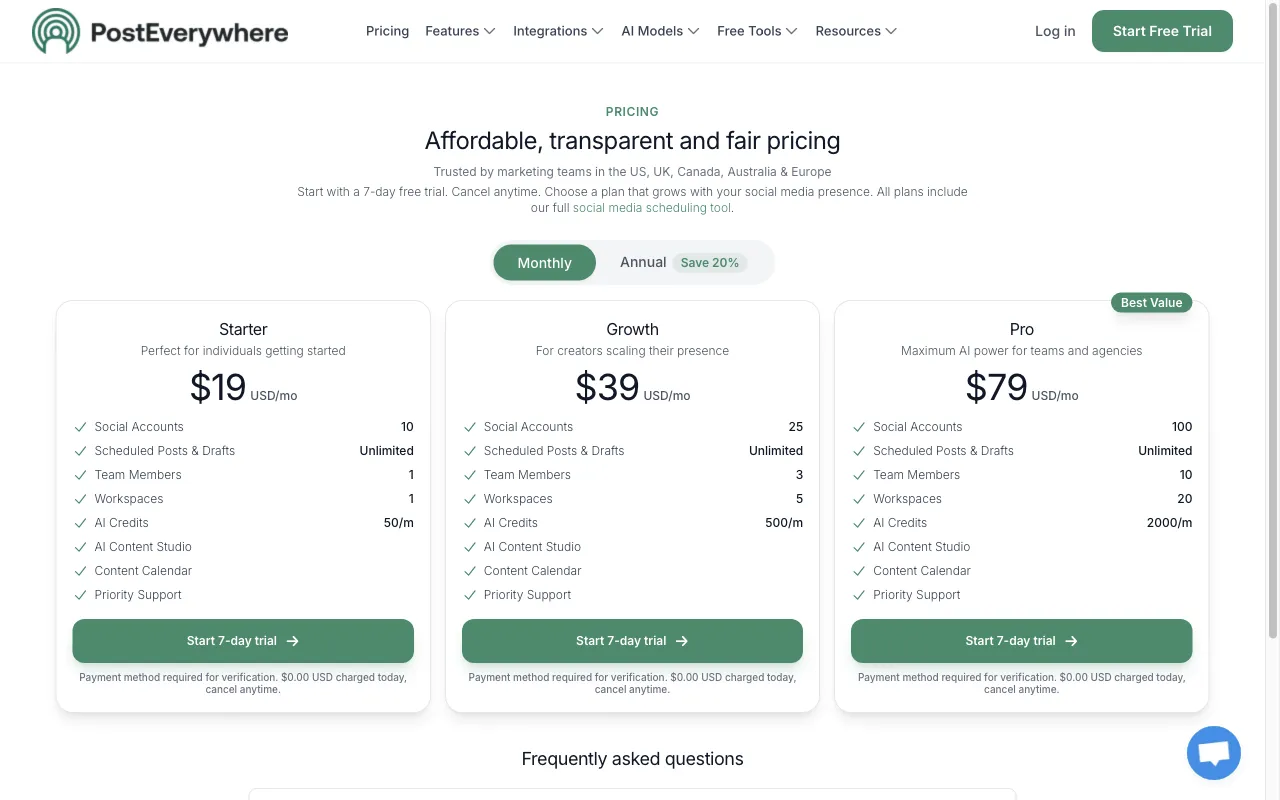 PostEverywhere.ai — pricing page