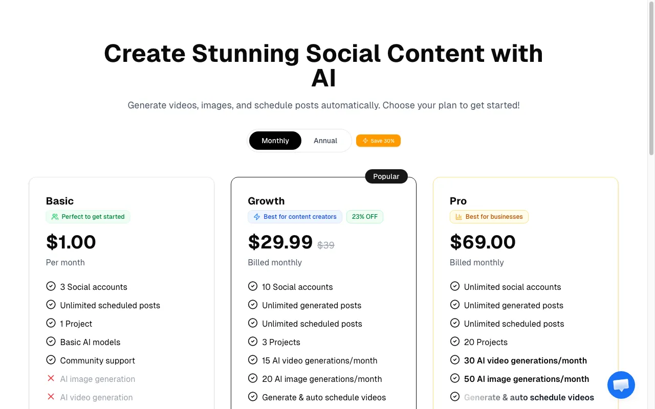 PostLazy — pricing page