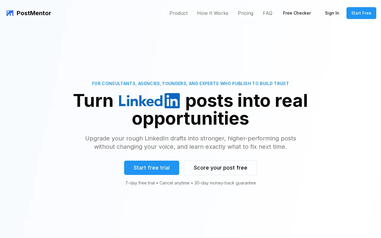 PostMentor — preview screenshot