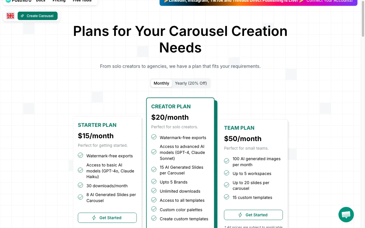 PostNitro — pricing page