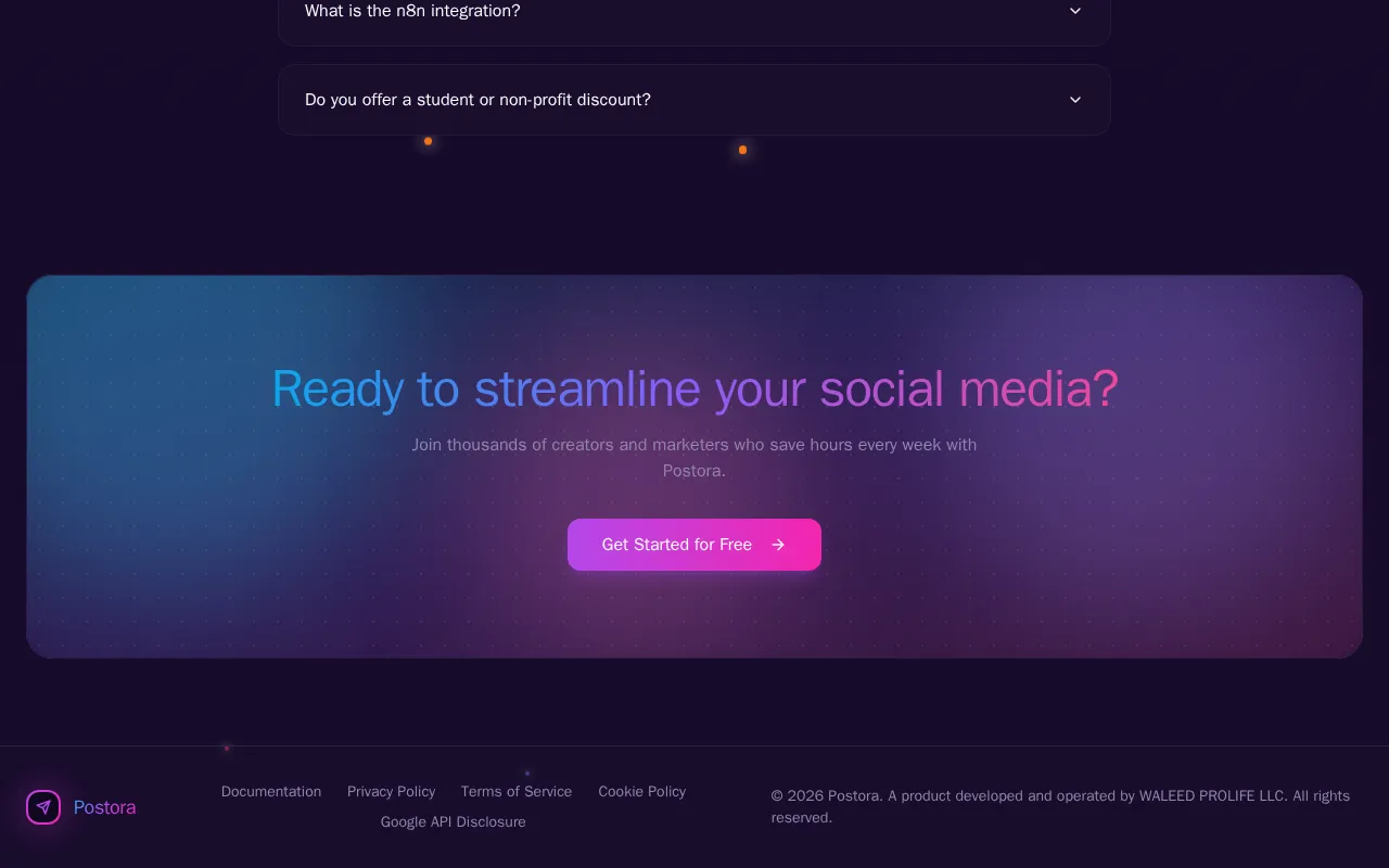 Postora — pricing page