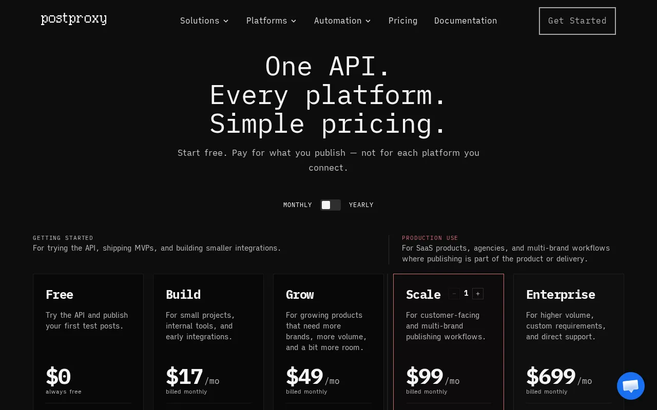 Postproxy — pricing page