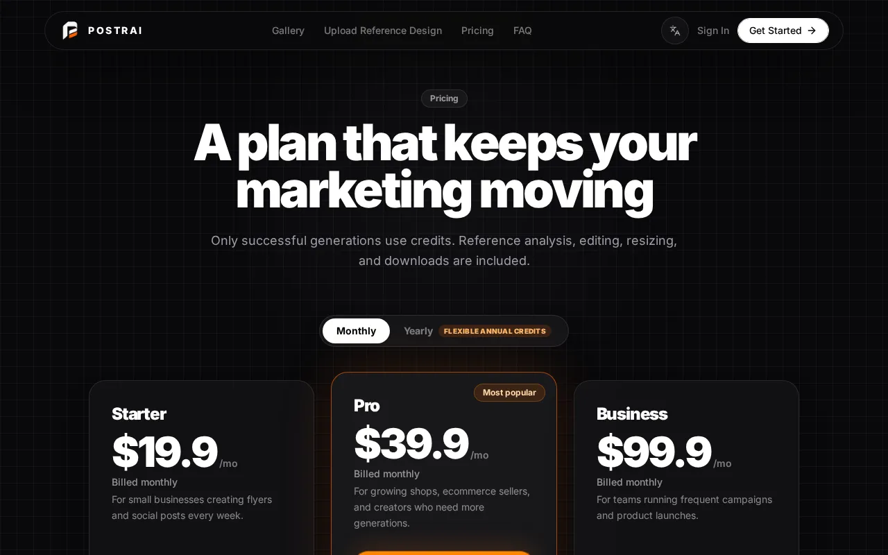 Postrai — pricing page