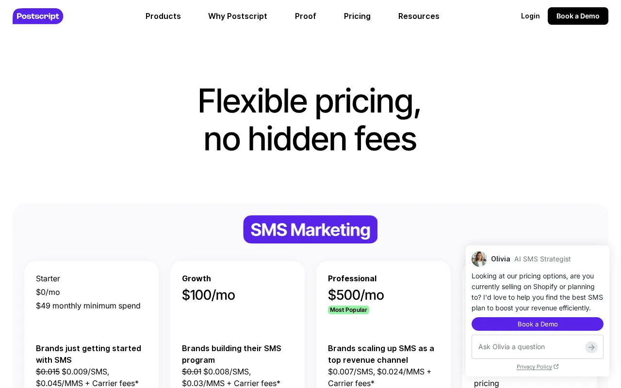 Postscript — pricing page