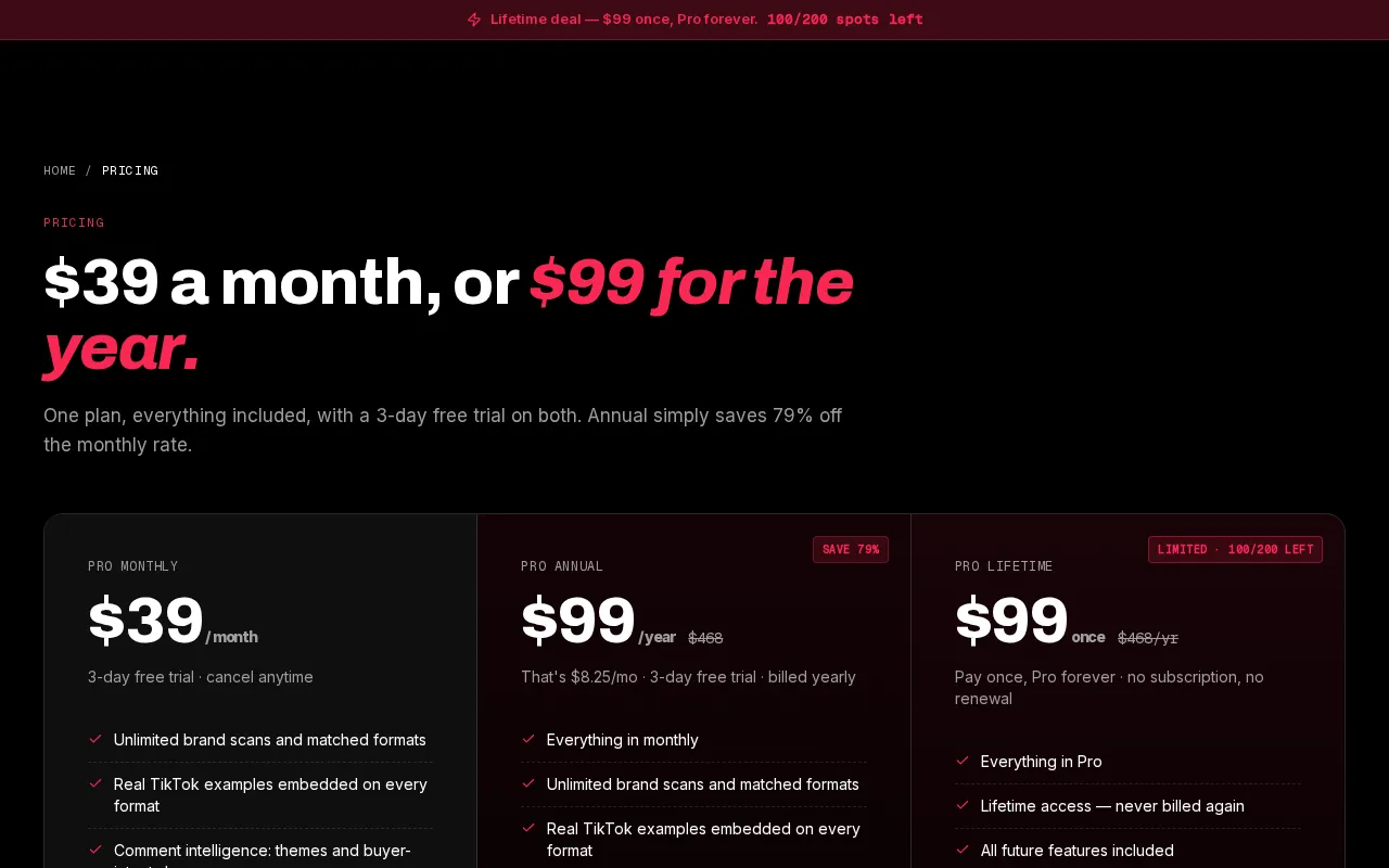 Postspace — pricing page