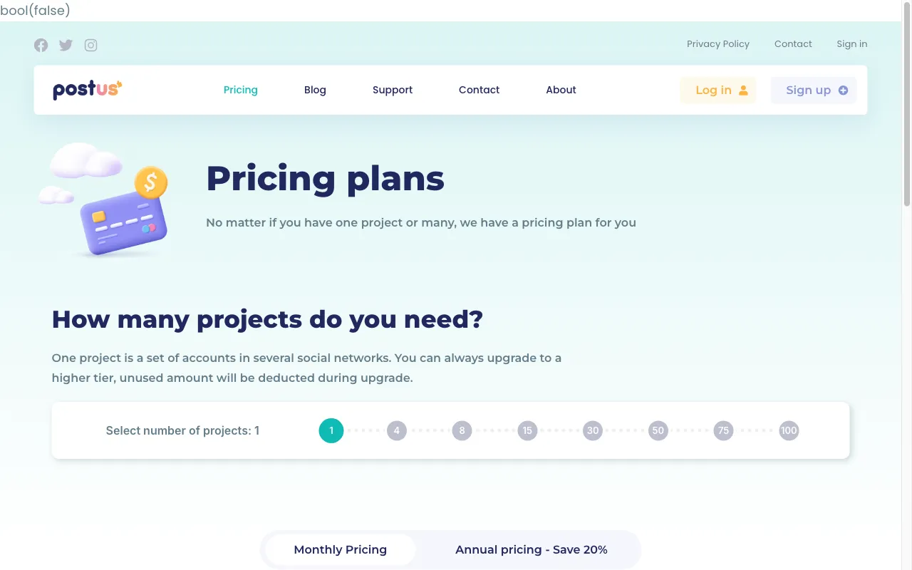 Postus — pricing page