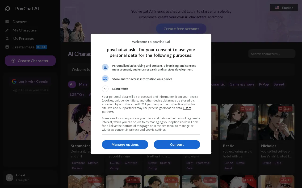PovChat AI — pricing page