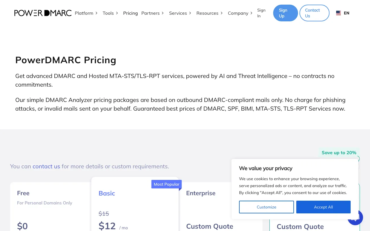 PowerDMARC — pricing page