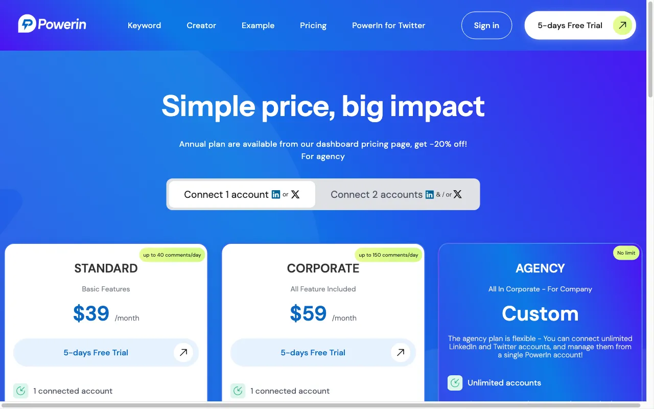 PowerIn — pricing page