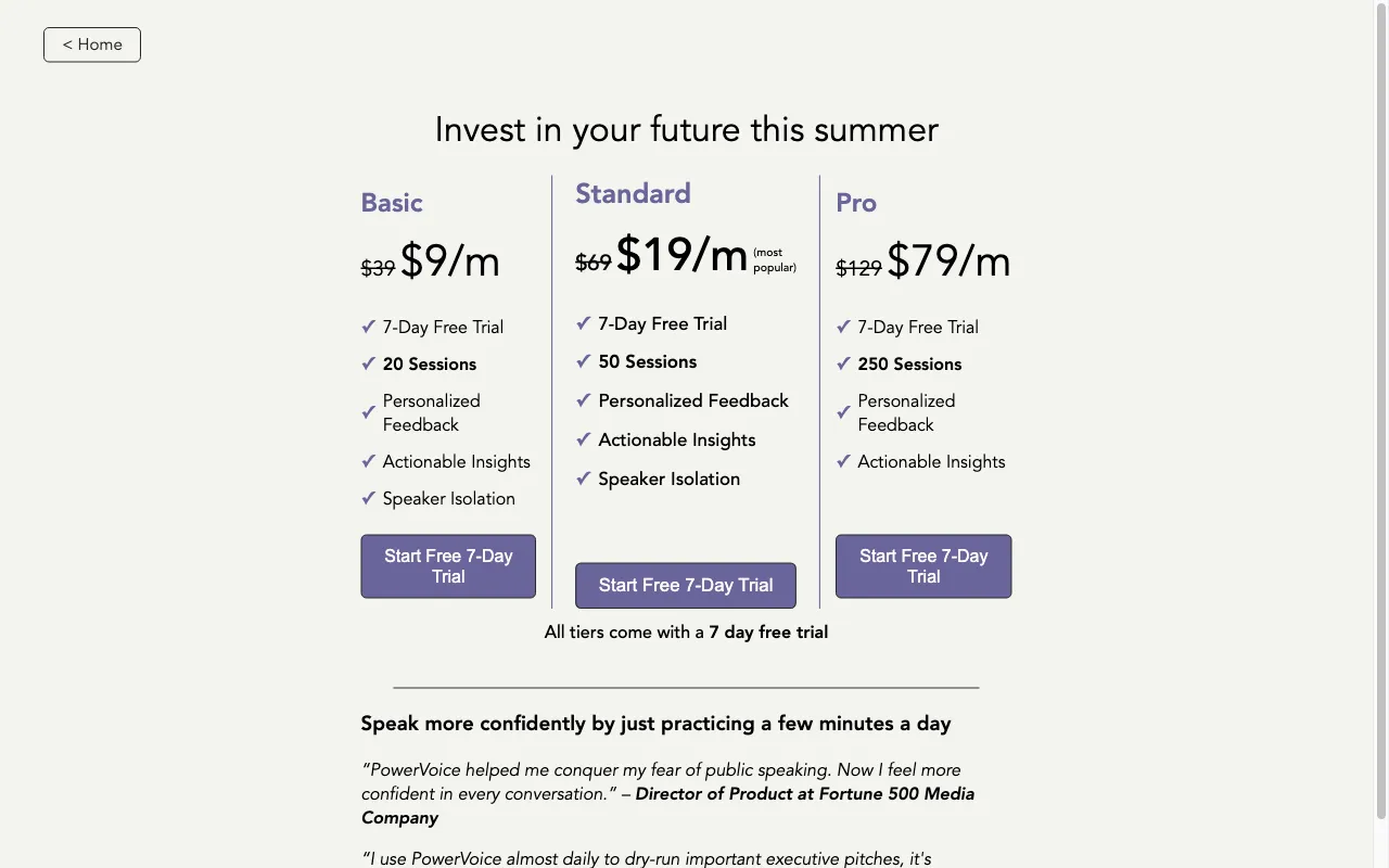 PowerVoice — pricing page