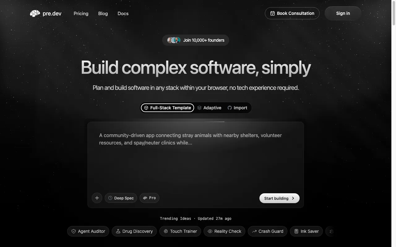 pre.dev — preview screenshot