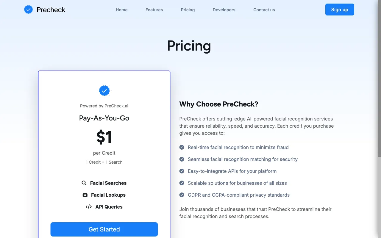 Precheck.ai — pricing page