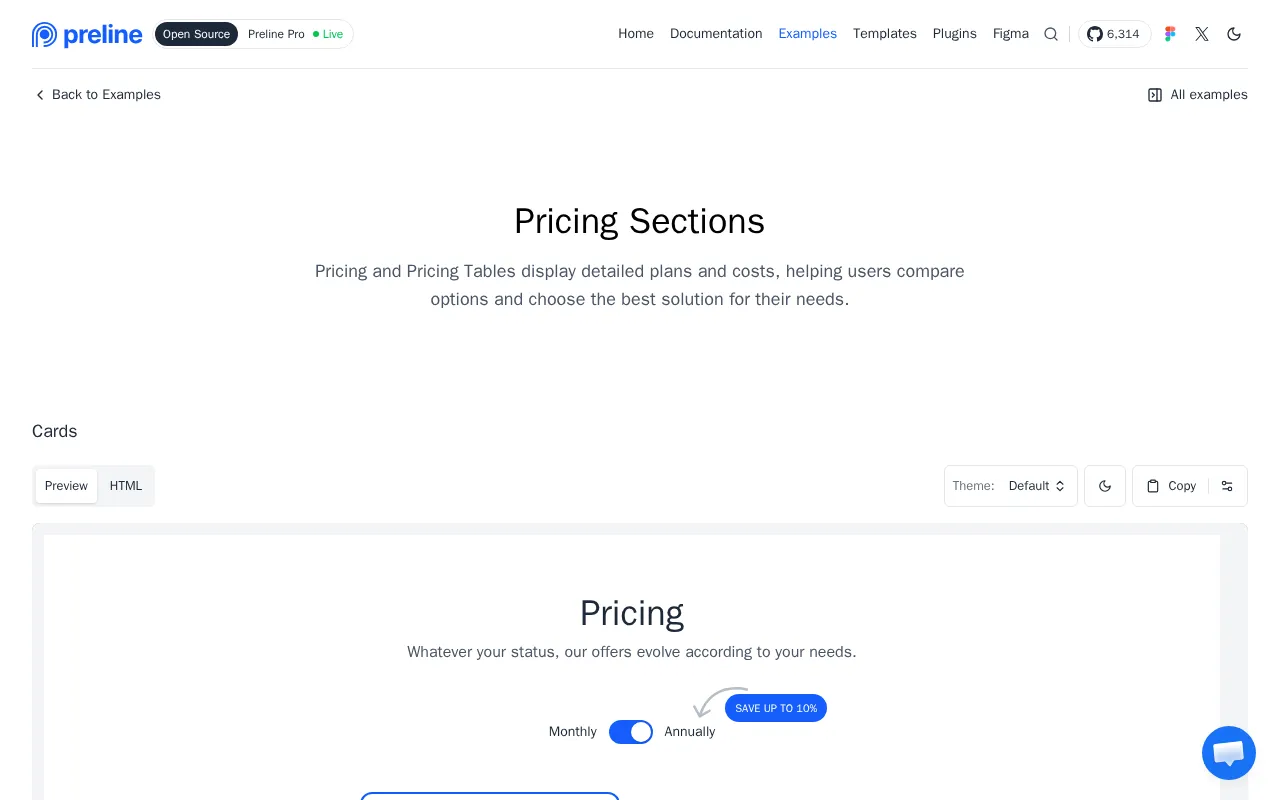 Preline UI — pricing page