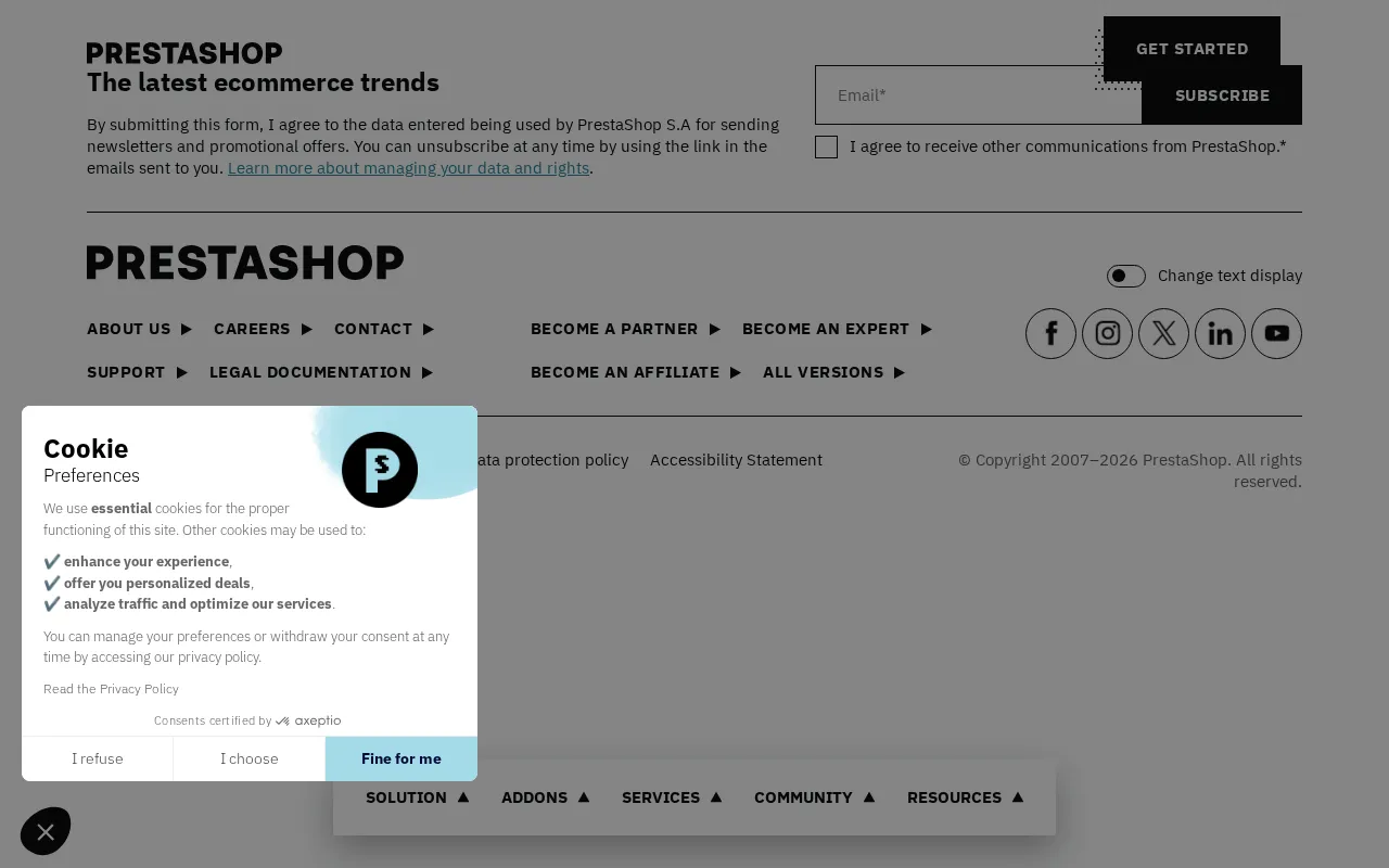 PrestaShop — pricing page
