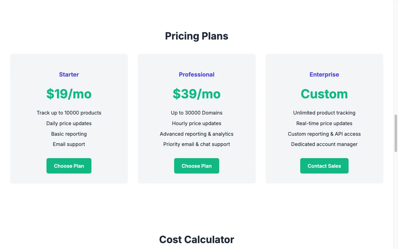 PriceResonance — pricing page