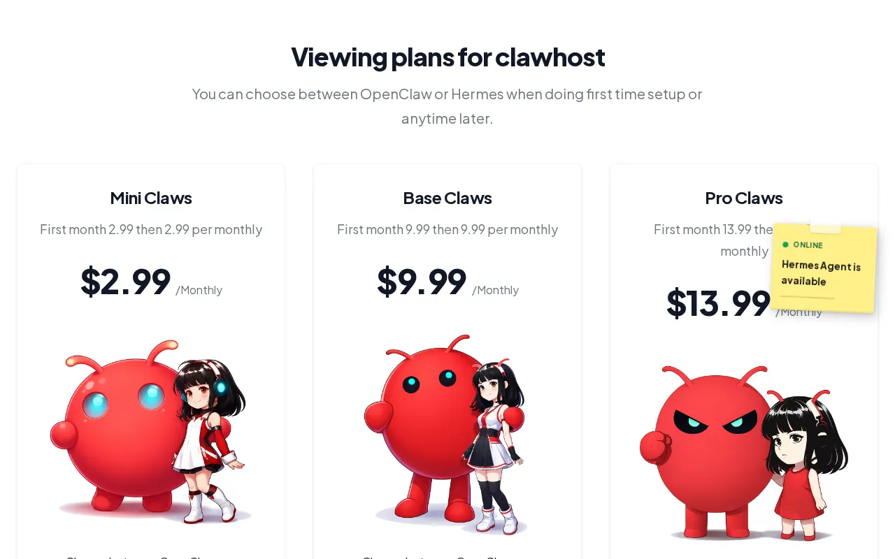 PrimeClaws — pricing page