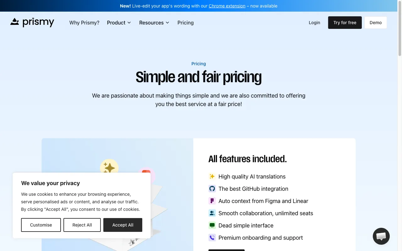 Prismy — pricing page