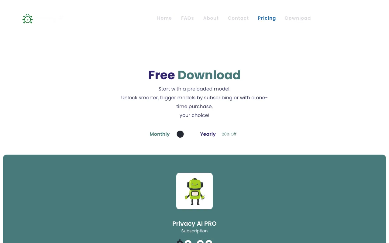 Privacy AI — pricing page