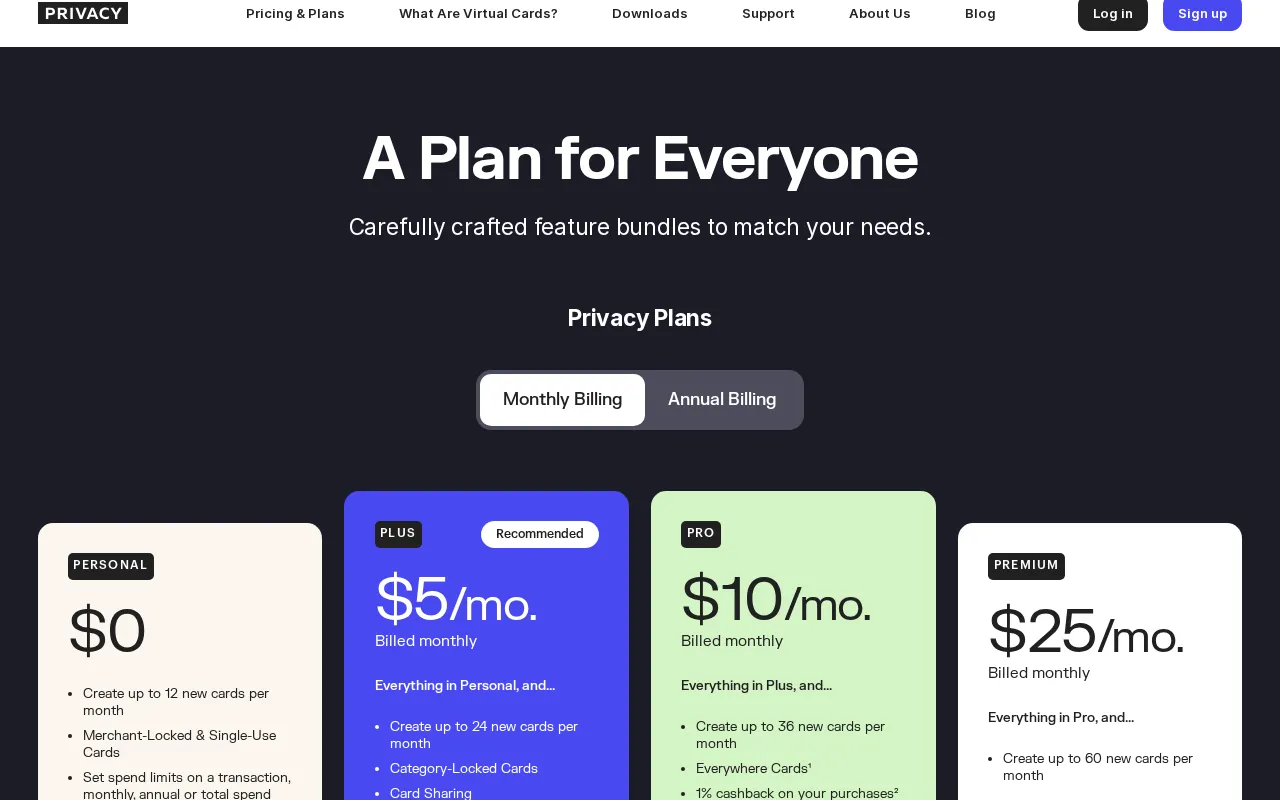 Privacy — pricing page