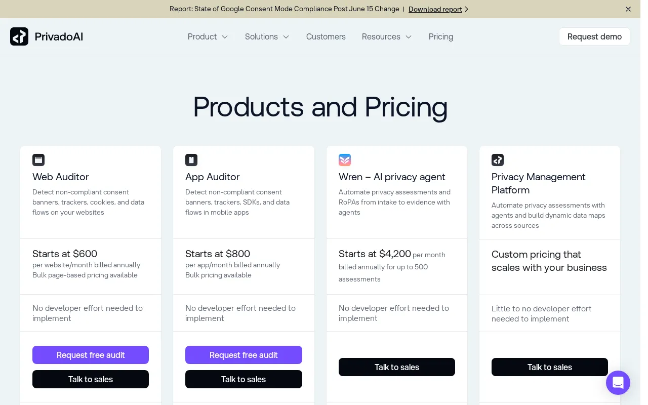 Privado AI — pricing page