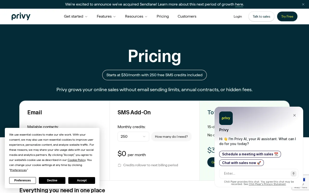 Privy — pricing page