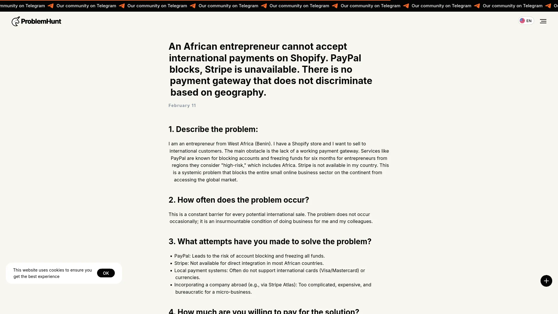 ProblemHunt — preview screenshot