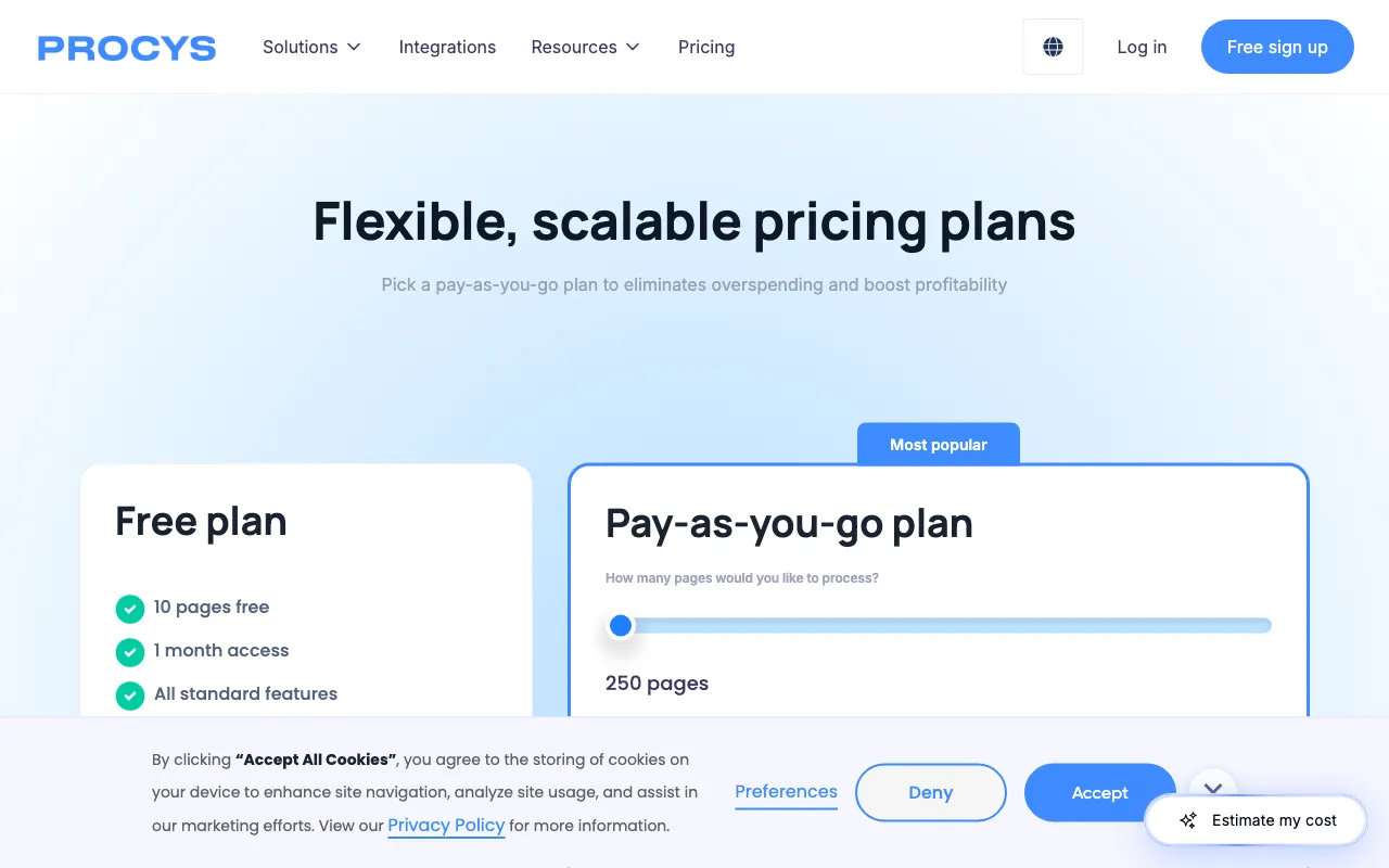 Procys — pricing page