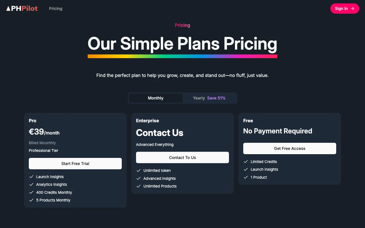 PHPilot — pricing page