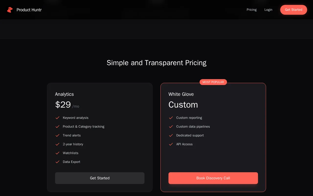 Product Huntr — pricing page
