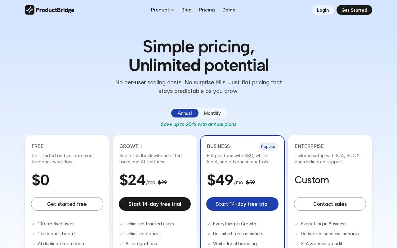 ProductBridge — pricing page
