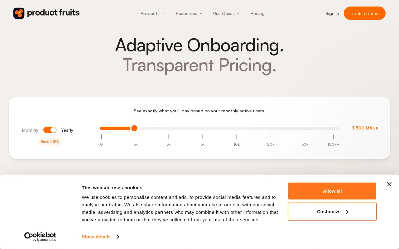 Productfruits — pricing page